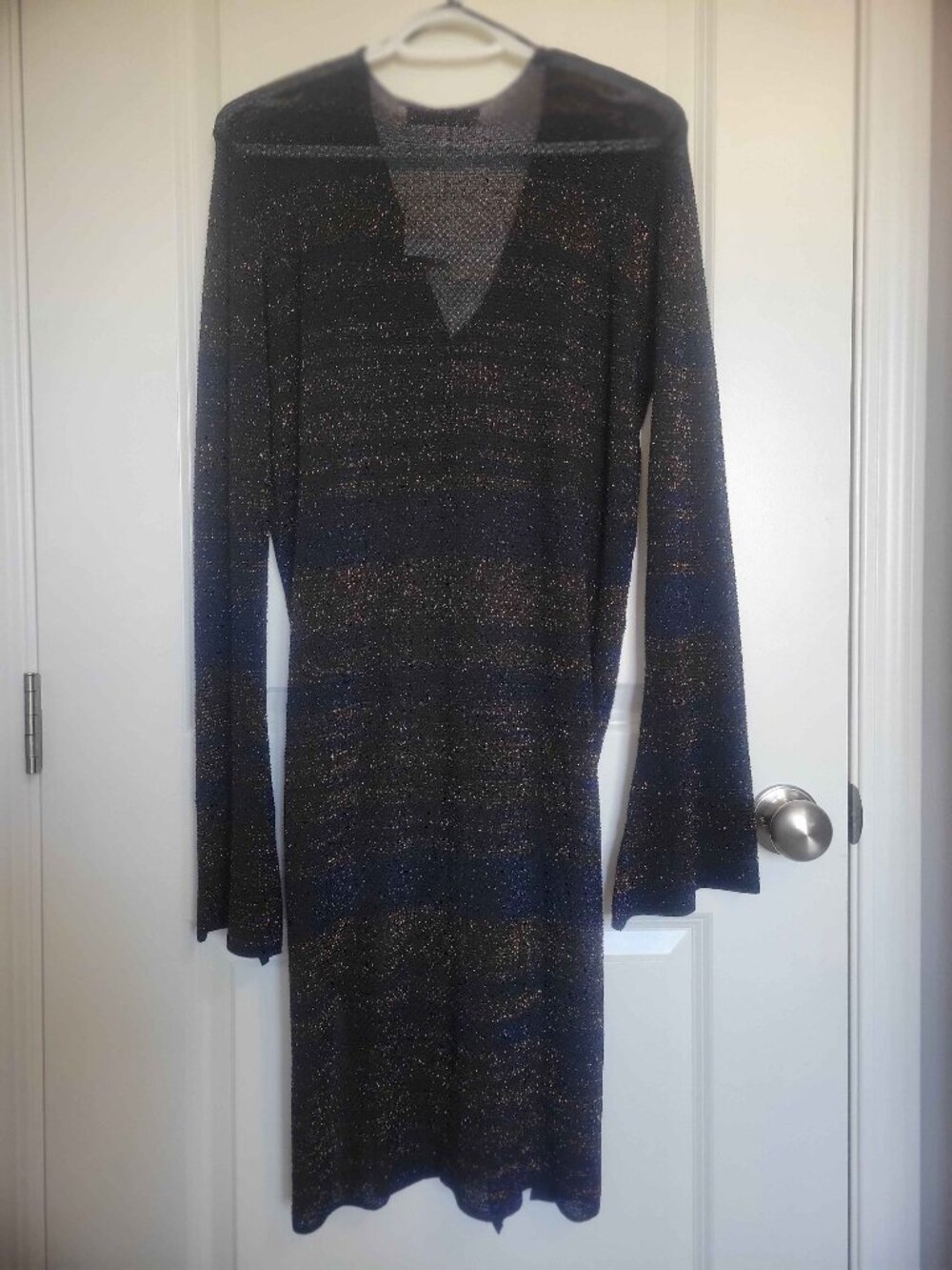 ZARA evening dress blue gold, womens